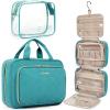 BAGSMART Toiletry Bag Hanging Travel Makeup Organizer with TSA Approved Transparent Cosmetic Bag Makeup Bag for Full Sized Toiletries, Large-Blck(Blue)