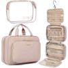 BAGSMART Toiletry Bag Hanging Travel Makeup Organizer with TSA Approved Transparent Cosmetic Bag Makeup Bag for Full Sized Toiletries, Large-Blck(Pink)