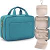 BAGSMART Toiletry Bag Travel Bag with Hanging Hook, Water-resistant Makeup Cosmetic Bag Travel Organizer for Accessories, Shampoo, Full Sized Container, Toiletries, Large-Blue(Teal)