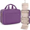 BAGSMART Toiletry Bag Travel Bag with Hanging Hook, Water-resistant Makeup Cosmetic Bag Travel Organizer for Accessories, Shampoo, Full Sized Container, Toiletries, Large-Blue(Purple)