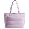 BAGSMART Tote Bag for Women, Lightweight Puffy Tote Bag with Compartments Shoulder Bag Handbag for Travel, Work, Gym(Pinkish-purple)
