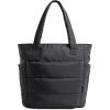 BAGSMART Tote Bag for Women, Lightweight Puffy Tote Bag with Compartments Shoulder Bag Handbag for Travel, Work, Gym(Slim Size-black)