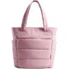 BAGSMART Tote Bag for Women, Lightweight Puffy Tote Bag with Compartments Shoulder Bag Handbag for Travel, Work, Gym(Slim Size-dark Pink)