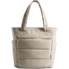 BAGSMART Tote Bag for Women, Lightweight Puffy Tote Bag with Compartments Shoulder Bag Handbag for Travel, Work, Gym(Slim Size-grayish Brown)