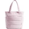 BAGSMART Tote Bag for Women, Lightweight Puffy Tote Bag with Compartments Shoulder Bag Handbag for Travel, Work, Gym(Slim Size-pink)