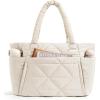 image:imageBAGSMART Tote Bag for Women Puffy Tote Bag with Zipper Large Quilted Shoulder Bag with Compartments for Travel Work GymAbeige