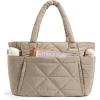 image:imageBAGSMART Tote Bag for Women Puffy Tote Bag with Zipper Large Quilted Shoulder Bag with Compartments for Travel Work GymCgrayish Brown