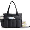 BAGSMART Tote Bag for Women, Teacher Tote with Insulated Compartment, Large Puffer Work Tote Handbags for Work(Black)