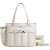 BAGSMART Tote Bag for Women, Teacher Tote with Insulated Compartment, Large Puffer Work Tote Handbags for Work(Dark Beige)