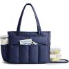 BAGSMART Tote Bag for Women, Teacher Tote with Insulated Compartment, Large Puffer Work Tote Handbags for Work(Navy Blue)