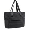BAGSMART Tote Bag for Women, Tote Bag with Zipper Work Tote with Compartments Nurse Shoulder Hanbag for Travel, Gym(A-black-x-small-18l)