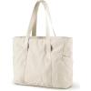 BAGSMART Tote Bag for Women, Tote Bag with Zipper Work Tote with Compartments Nurse Shoulder Hanbag for Travel, Gym(D-beige-medium-28l)