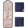 BAGSMART Travel Jewelry Organizer Case Foldable Small Jewelry Roll for Journey Rings, Necklaces, Earrings, Bracelets,Mini,Soft Pink(Smokey Blue)
