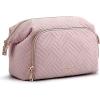 BAGSMART Travel Makeup Bag, Cosmetic Bag Make Up Organizer Case,Large Wide-open Pouch for Women Purse for Toiletries Accessories Brushes(A-1 Layer- Pink)