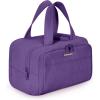 BAGSMART Travel Toiletry Bag, Lightweight Large Wide-open Travel Bag for Women, Puffy Cosmetic Makeup Bag Organizer with Handle for Accessories,Essentials, Toiletries, Black(f-Dark Purple)
