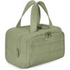 BAGSMART Travel Toiletry Bag, Lightweight Large Wide-open Travel Bag for Women, Puffy Cosmetic Makeup Bag Organizer with Handle for Accessories,Essentials, Toiletries, Black(e-Army Green)