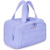 BAGSMART Travel Toiletry Bag, Lightweight Large Wide-open Travel Bag for Women, Puffy Cosmetic Makeup Bag Organizer with Handle for Accessories,Essentials, Toiletries, Black(d-Light Purple)