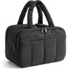 BAGSMART Travel Toiletry Bag, Puffy Large Toiletry Bag for Women, Lightweight Cosmetic Makeup Bag Organizer with Handle for Traveling, Accessories, Essentials, Toiletries (Green)(B-Black)