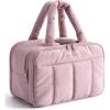 BAGSMART Travel Toiletry Bag, Puffy Large Toiletry Bag for Women, Lightweight Cosmetic Makeup Bag Organizer with Handle for Traveling, Accessories, Essentials, Toiletries (Green)(G-Purple)