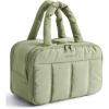 BAGSMART Travel Toiletry Bag, Puffy Large Toiletry Bag for Women, Lightweight Cosmetic Makeup Bag Organizer with Handle for Traveling, Accessories, Essentials, Toiletries (Green)(E-Green)