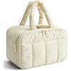 BAGSMART Travel Toiletry Bag, Puffy Large Toiletry Bag for Women, Lightweight Cosmetic Makeup Bag Organizer with Handle for Traveling, Accessories, Essentials, Toiletries (Green)(C-Beige)