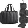 BAGSMART Travel Toiletry Bag for women, Portable Hanging Hook Makeup Bag Organizer, Waterproof Makeup Cosmetic Bag, for Full-Size Accessories, Toiletries, Camel(Black)