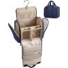 BAGSMART Travel Toiletry Bag with Removable Partition, Puffy Water-resistant Fabric Hanging Organizer for Full-Size Toiletries, Accessories, Black(Navy Blue)