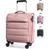 BAGSMART Underseat Carry on Luggage with Wheels, Soft Underseat Travel Luggage with PVC Wet/Dry Pockets, Lightweight Soft Personal Item Suitcase for Short Trip, Pinkish Purple(Sakura Pink)