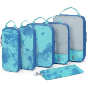 BAGSMART 6 Set /4 Set/2 Set Compression Packing Cubes for Travel, Lightweight Luggage Organizer Bags, Durable Space Saver Bags Travel Essentials(Tie-dyed Sea)