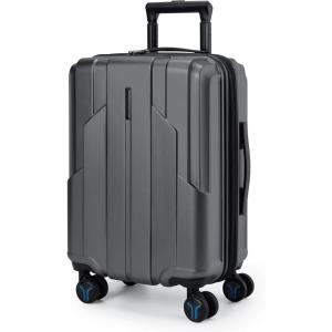 BAGSMART Carry On Luggage 22x14x9 Airline Approved, 1OO% PC Hardside Expandable Luggage with TSA Lock, 20 Inch Travel Suitcase with Spinner Wheels,Beige(Gray)