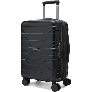 BAGSMART Carry On Luggage 22x14x9 Airline Approved with Spinner Wheels,Lightweight 20 Inch Luggage with TSA Lock,Expandable Hard Shell Carry On Suitcases for Men Women,Dark Blue(Black)