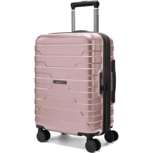 BAGSMART Carry On Luggage 22x14x9 Airline Approved with Spinner Wheels,Lightweight 20 Inch Luggage with TSA Lock,Expandable Hard Shell Carry On Suitcases for Men Women,Dark Blue(Rose Gold)
