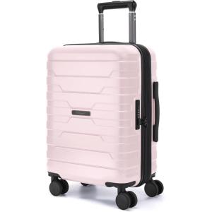BAGSMART Carry On Luggage 22x14x9 Airline Approved with Spinner Wheels,Lightweight 20 Inch Luggage with TSA Lock,Expandable Hard Shell Carry On Suitcases for Men Women,Dark Blue(Pink)