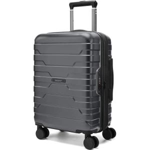 BAGSMART Carry On Luggage 22x14x9 Airline Approved with Spinner Wheels,Lightweight 20 Inch Luggage with TSA Lock,Expandable Hard Shell Carry On Suitcases for Men Women,Dark Blue(Gray)