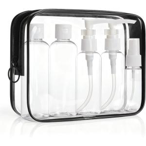 BAGSMART Clear Toiletry Bag, 3-Pack TSA Approved Travel Toiletry Bag Carry On Travel Accessories Bag Airport Airline Quart Size Bags water-resistant Makeup Bag for Women(Pure Black)