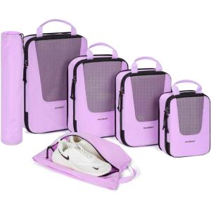 BAGSMART Compression Packing Cubes, Travel Cubes for Packing, 6/5/4 Set Suitcase Organizer Bags Set, Lightweight Packing Organizers(I-Light Purple)