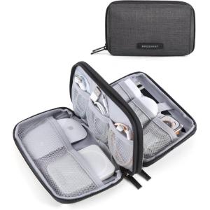 BAGSMART Electronics Organizer Travel Case, Cable Charger Cord Tech Organizer Pouch for Phone Charger Accessories, Black(01-Black)