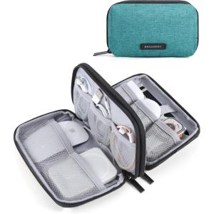 BAGSMART Electronics Organizer Travel Case, Cable Charger Cord Tech Organizer Pouch for Phone Charger Accessories, Black(04-Bluish Green)