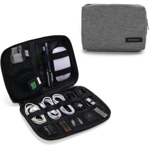 BAGSMART Electronics Organizer Travel Case, Cable Charger Cord Tech Organizer Pouch for Phone Charger Accessories, Black(Grey)
