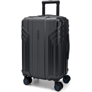 BAGSMART Expandable Carry On Luggage 22x14x9 Airline Approved, 1OO% PC Lightweight Hard Shell Suitcase, 20 Inch Travel Luggage with Spinner Wheels, Waterproof Rolling Suitcase, Black(Black)