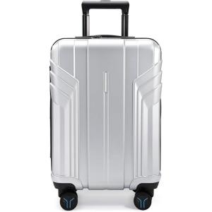BAGSMART Expandable Carry On Luggage 22x14x9 Airline Approved, 1OO% PC Lightweight Hard Shell Suitcase, 20 Inch Travel Luggage with Spinner Wheels, Waterproof Rolling Suitcase,Blue(Sliver)