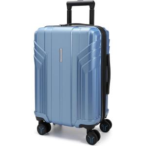 BAGSMART Expandable Carry On Luggage 22x14x9 Airline Approved, 1OO% PC Lightweight Hard Shell Suitcase, 20 Inch Travel Luggage with Spinner Wheels, Waterproof Rolling Suitcase, Black(Blue)