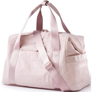 BAGSMART Gym Bag for Women, Carry on Weekender Overnight Bag, Travel Duffel Bags with Trolley Sleeve, Personal Item Travel Bag Tote Bag Workout Dance Bag(Pink,Medium)(Pink)