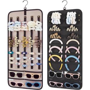 BAGSMART Hanging Jewelry Organizer Claw Clip Holder for Headbands, Sunglasses, Hair Clips, Claw Clips Double-Sided on Closet, Wall, Door, 1 piece, Large-Black(Black)