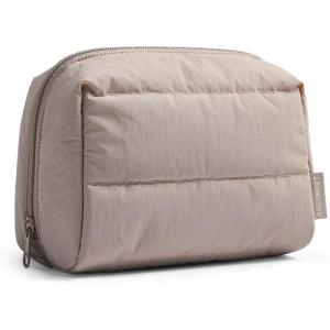 BAGSMART Small Makeup Bag, Travel Cosmetic Bag Make Up Pouch Small Travel Zipper Pouch,Water-resistant Toiletry Bag,Makeup Organizer Bag for Women, Black(02-Camel)