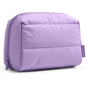 BAGSMART Small Makeup Bag, Travel Cosmetic Bag Make Up Pouch Small Travel Zipper Pouch,Water-resistant Toiletry Bag,Makeup Organizer Bag for Women, Black(02-Lilac)