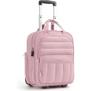 BAGSMART Small Underseat Carry on Luggage with Wheels, 16-inch Under Seat Luggage, Lightweight Travel Luggage Travel Suitcase for Women, Personal Item Bag, Navy Blue(Blush Pink)