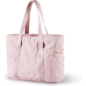 BAGSMART Tote Bag for Women, Tote Bag with Zipper Work Tote with Compartments Nurse Shoulder Hanbag for Travel, Gym(B-baby Pink-medium-28l)