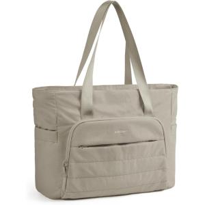 BAGSMART Tote Bag for Women, Tote Bag with Zipper Work Tote with Compartments Nurse Shoulder Hanbag for Travel, Gym(B-grayish Brown-x-small-18l)