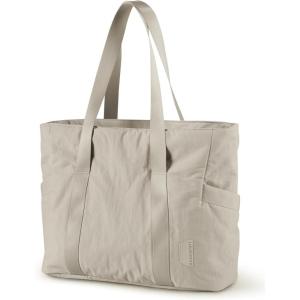 BAGSMART Tote Bag for Women, Tote Bag with Zipper Work Tote with Compartments Nurse Shoulder Hanbag for Travel, Gym(C-grayish Brown-small-24l)